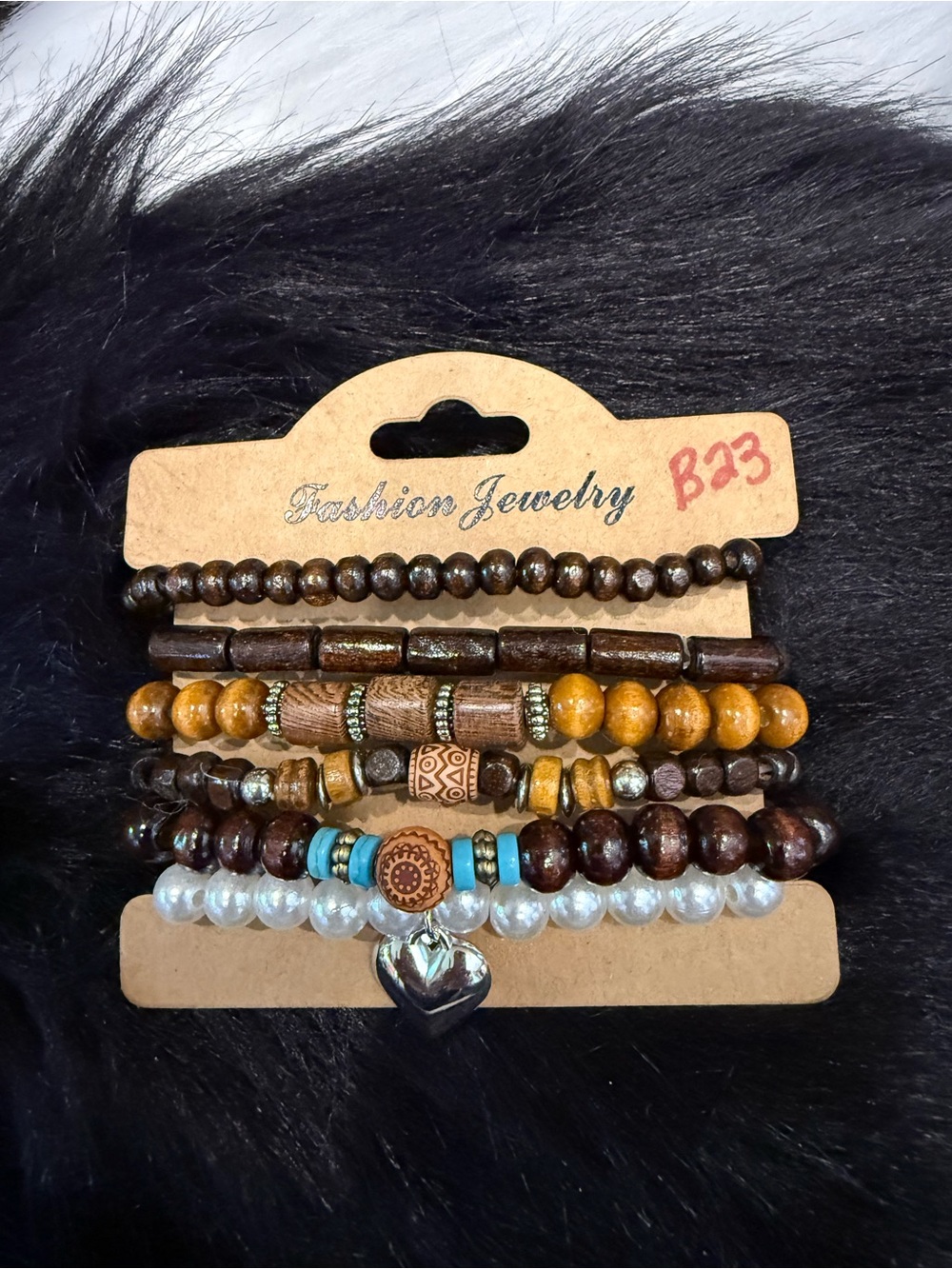 Boho Multi-Strand Beaded Bracelet Set - Brown, Turquoise & Pearl Accents